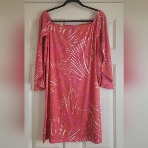 La Mer Luxe Pink & White Abstract Print Resort Dress - Size L